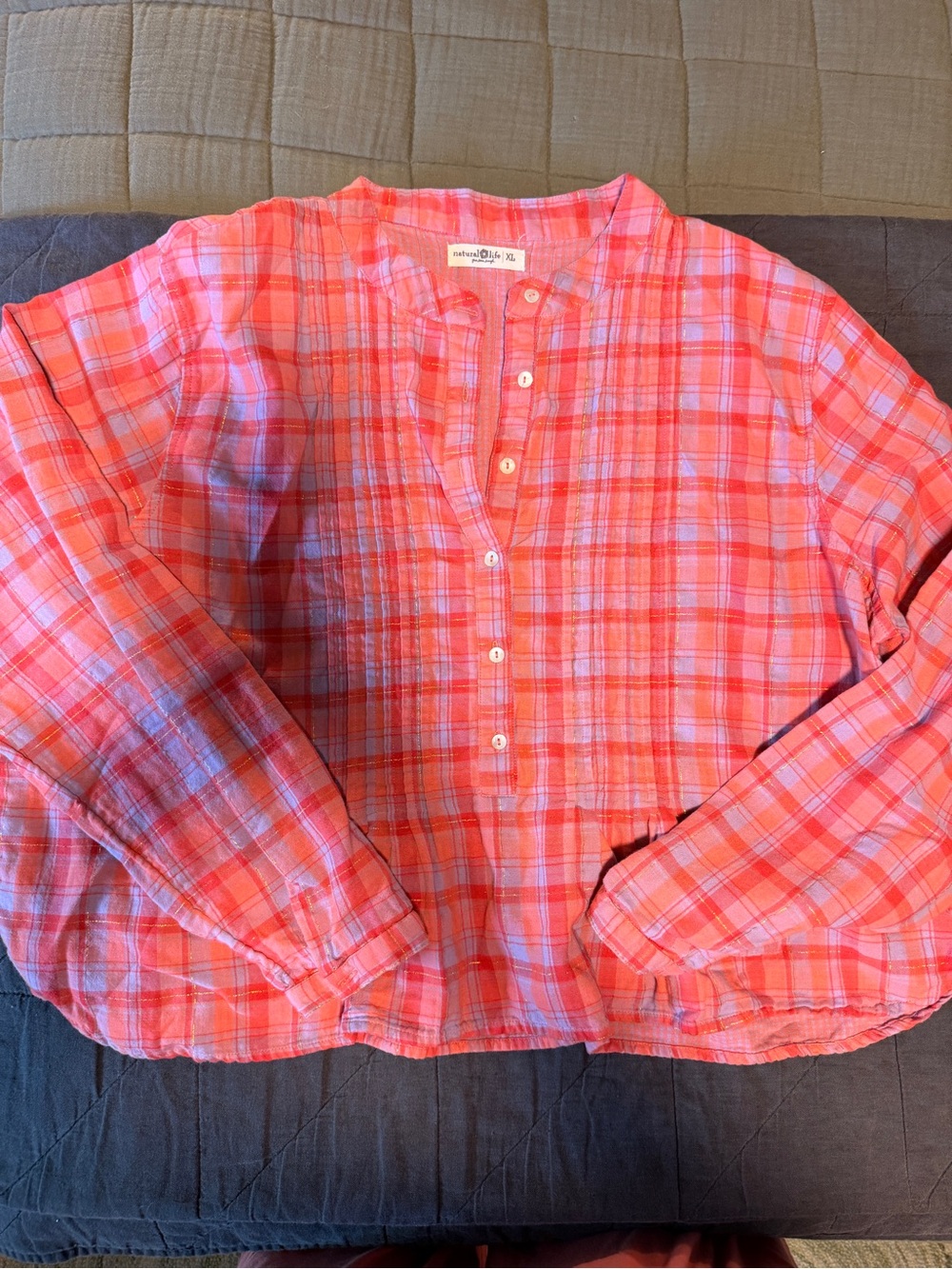 Natural Life Plaid Top